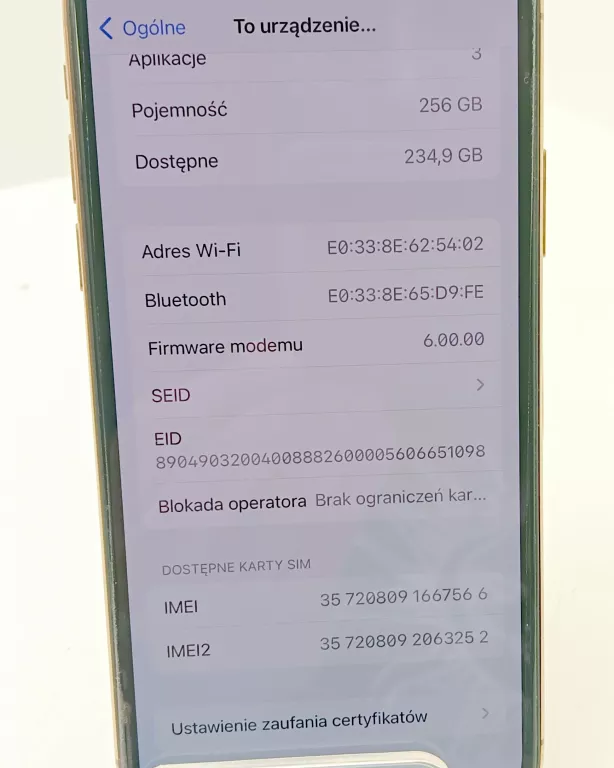 TELEFON IPHONE XS 256GB KONDYCJA 87% ZŁOTY