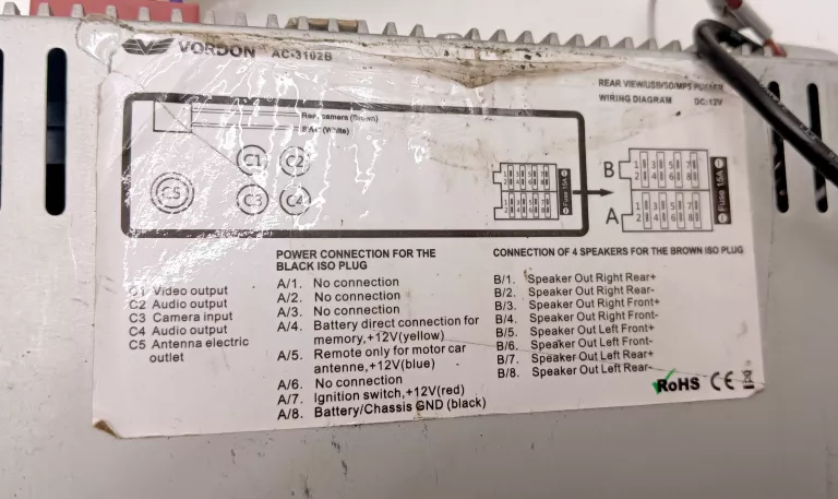 RADIO SAMOCHODOWE VORDON AC-3102B