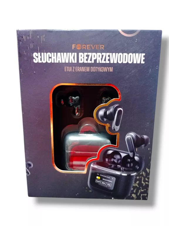 SŁUCHAWKI BEZPRZEWODOWE FOREVER ETUI Z EKRANEM DOTYKOWYM