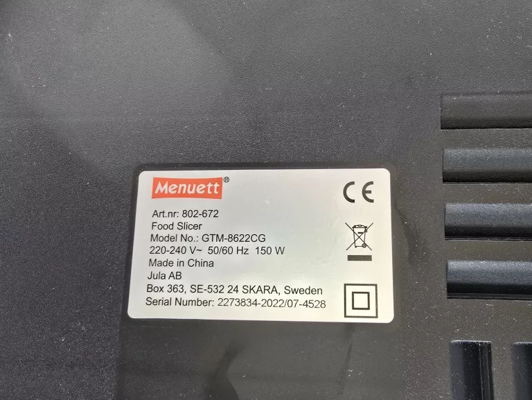 KRAJALNICA DO CHLEBA MENUETT GTM-8622CG