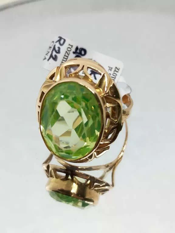 zloty-pierscionek-retro-z-oliwinem-proby-585-wawerska-3-otwock