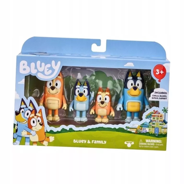BLUEY, BLUEY & FAMILY ZESTAW 4 FIGUREK BINGO BANDIT