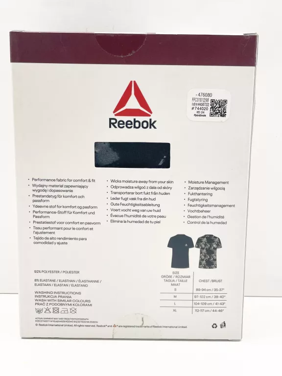 KOSZULKA REEBOK 2 PACK PERFORMENCE ROZ. M CZARNA/MORO