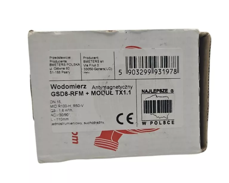 WODOMIERZ DO CIEPŁEJ WODY BMETERS GSD8-RFM 1/2" 1,6 M3/H