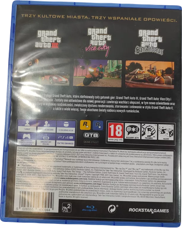 GRA NA PS4 GRAND THEFT AUTO GTA TRILOGY DEFINITIVE EDITION PS 4