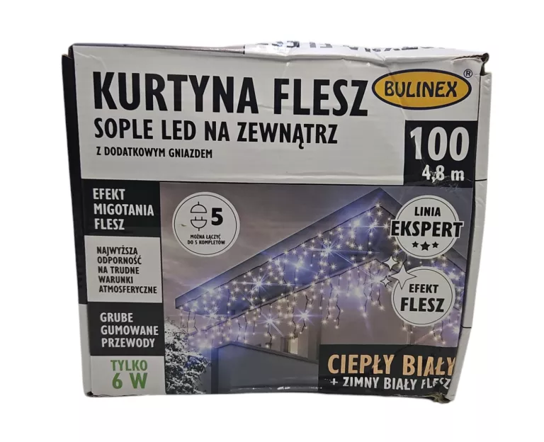 BULINEX KURTYNA SOPLE LED 100L FLESZ LINIA EKSPERT CIEPŁY BIAŁY DODAT.GNIA