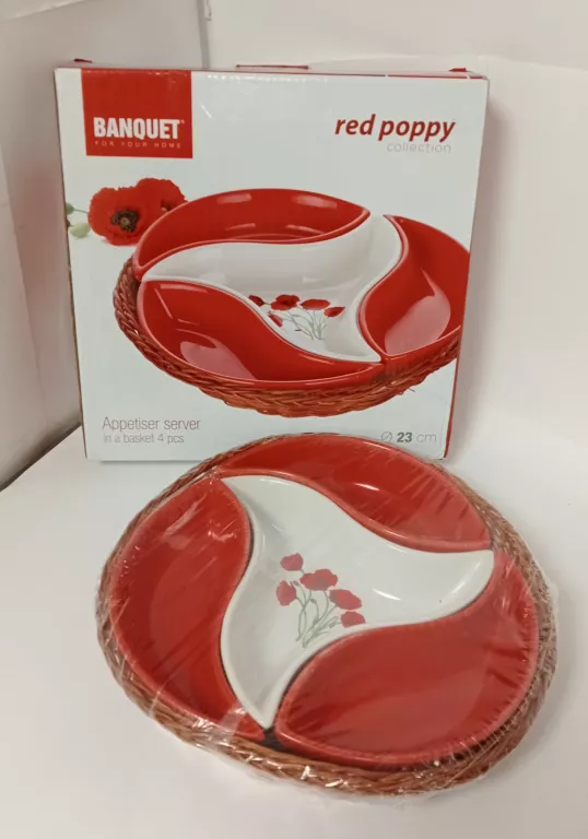 ZESTAW 4 SZT. SALATEREK BANQUET RED POPPY