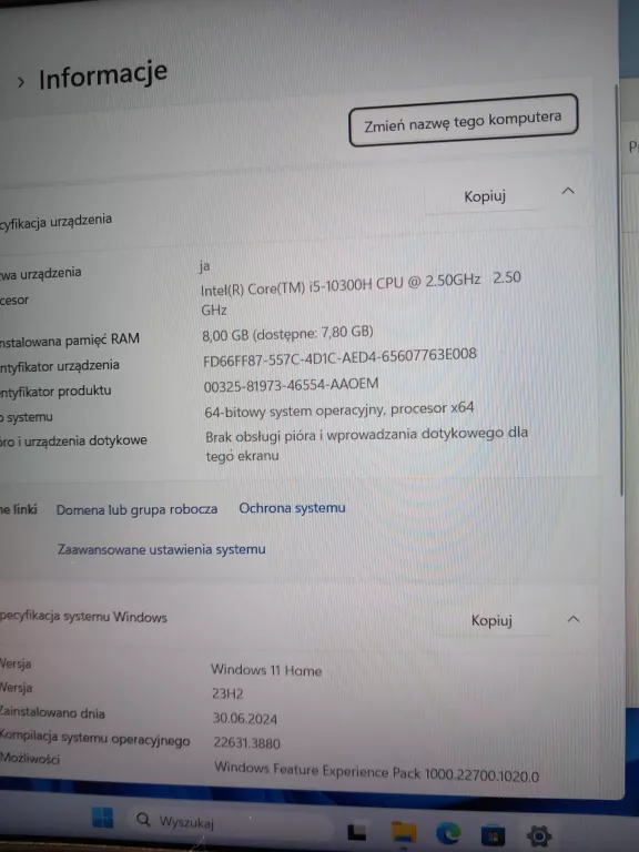 LAPTOP GAMINGOWY DELL G3 I5-10400 GTX 1650 8GB / 512 SSD