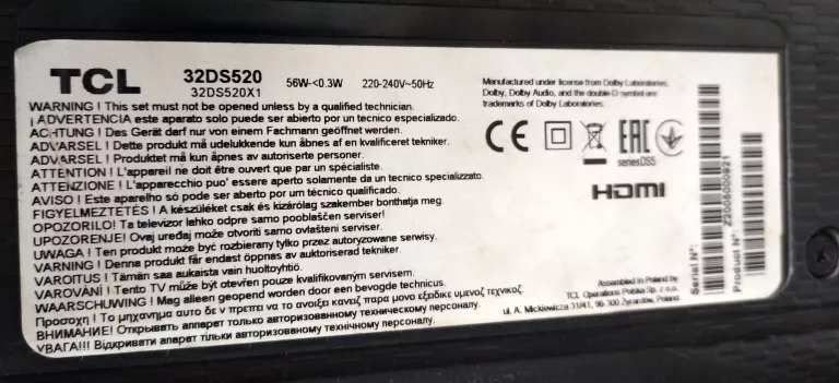 TELEWIZOR LED TCL 32DS520 32"