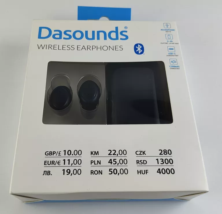 SŁUCHAWKI DASOUNDS WIRELESS EARPHONES CZARNE