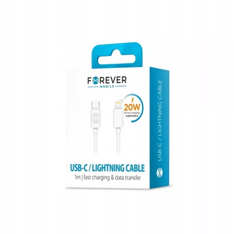 FOREVER KABEL USB-C - LIGHTNING 1,0 M 20W BIAŁY