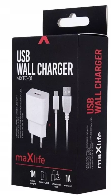 ŁADOWARKA SIECIOWA ZASILACZ 1A + KABEL MICRO USB