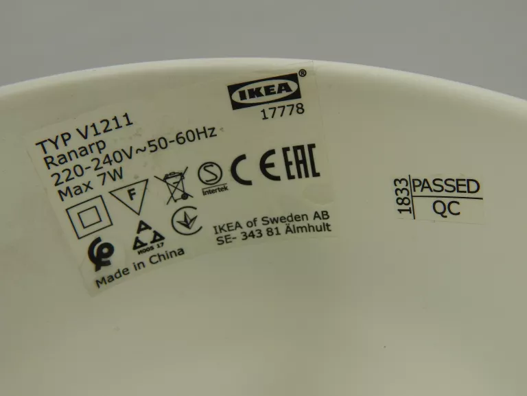 IKEA RANARP REFLEKTOR Z KLAMRĄ ŚCIENNY CZARNY