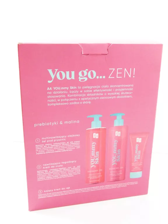 ZESTAW PIELĘGNACYJNY AA YOU.MMY SKIN MALINOWY ZEN, ŻEL POD PRYSZNIC KREM