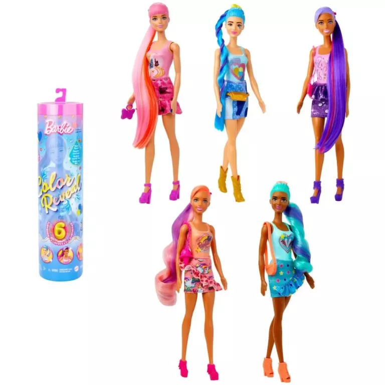LALKA BARBIE COLOR REVEAL - TOTALNY DŻINS NIESPODZIANKA W TUBIE HJX55