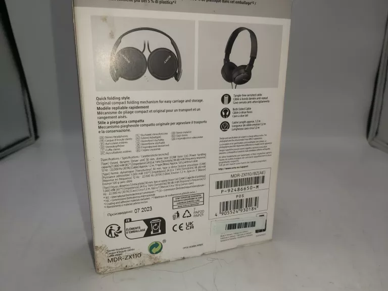 SŁUCHAWKI SONY MDR-ZX110 PUDEŁKO