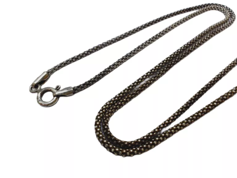 SREBRNY ŁAŃCUSZEK SPLOT KORALIKOWY DŁ. 45CM 2,78G