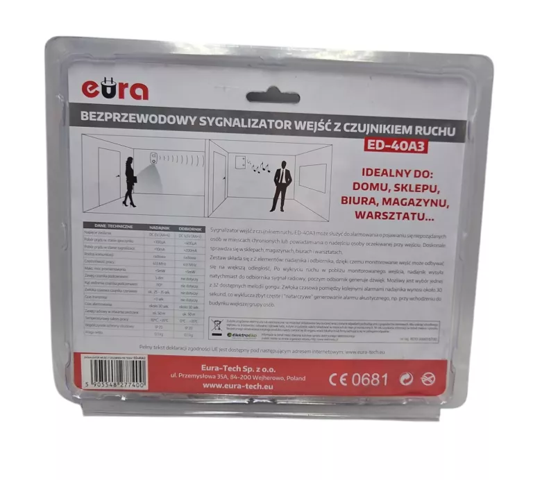 SYGNALIZATOR WEJŚĆ EURA ED-40A3 Z CZUJNIKIEM PIR