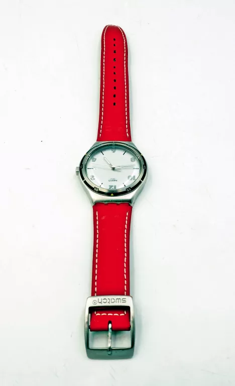 ZEGAREK SWATCH IRONY BIG CLASSIC ASPHALTISE Z CZERWONYM PASKIEM