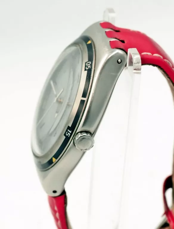 ZEGAREK SWATCH IRONY BIG CLASSIC ASPHALTISE Z CZERWONYM PASKIEM