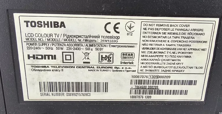TELEWIZOR TOSHIBA 24W1333G 24 CALE