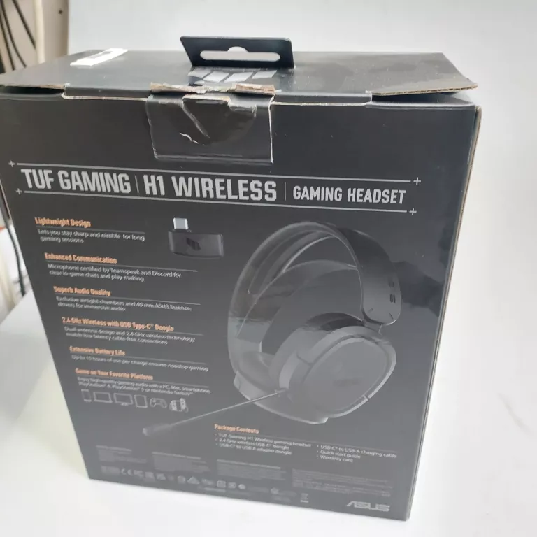 SŁUCHAWKI ASUS TUF GAMING H1 WIRELESS, NAUSZNE, DŹWIĘK PRZESTRZENNY