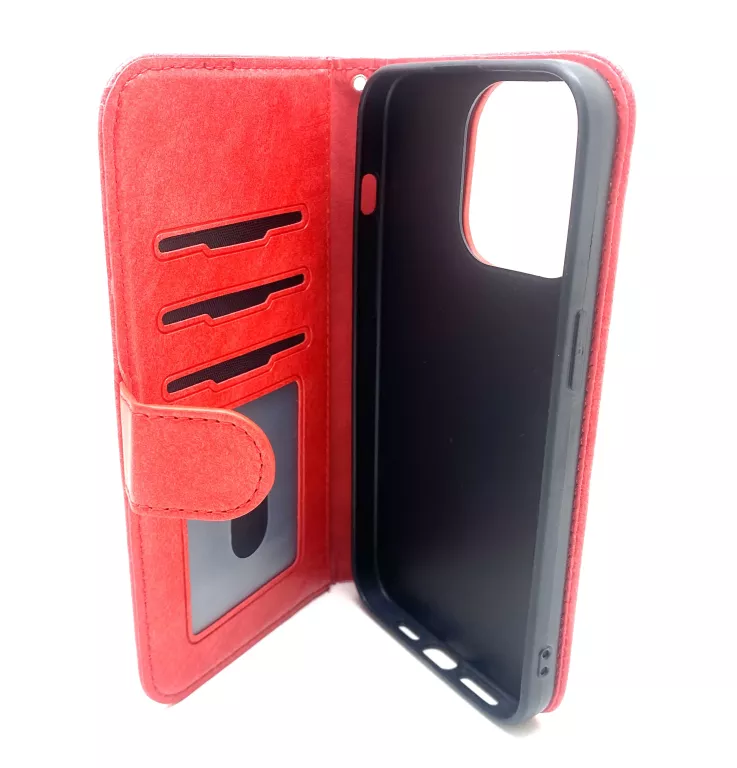 CZERWONE ETUI Z KLAPKĄ NA TELEFON IPHONE 15 PRO MAX