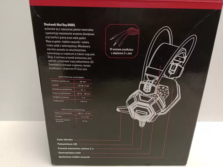 SŁUCHAWKI MAD DOG GAMING HEADSET GH001