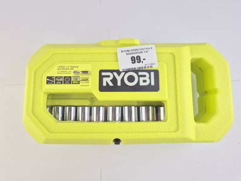 RYOBI GRZECHOTKA Z NASADKAMI 1/4" RHRS10PCP
