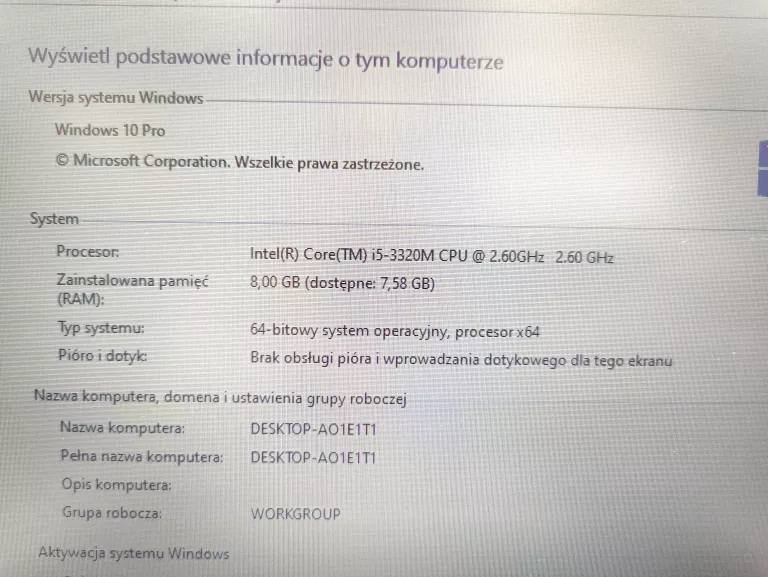 LAPTOP LENOVO THINKPAD T530 15.6" I5-3320M 8GB 256GB SSD