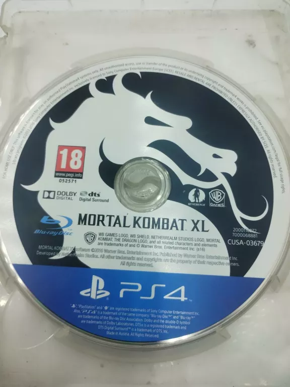 GRA PS4: MORTAL KOMBAT XL PUDEŁKO ZAMIENNIK