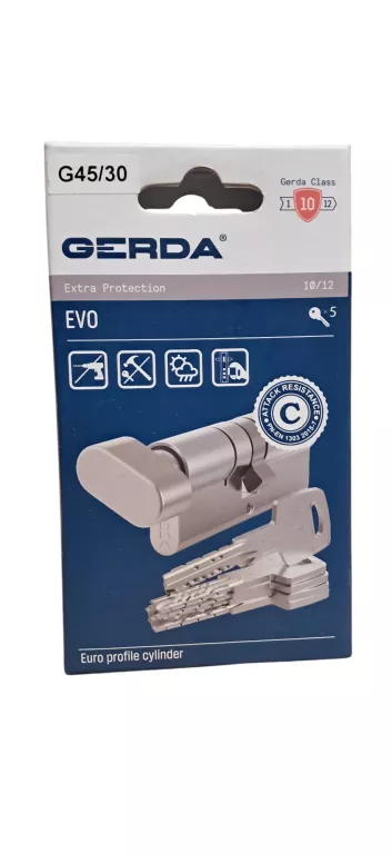 ATESTOWANA WKŁADKA DO ZAMKA GERDA EVO G45/30 45 MM X 30 MM Z GAŁKĄ