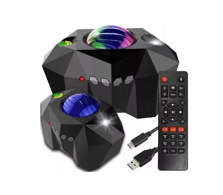 PROJEKTOR GWIAZD STAR ZORZA POLARNA LAMPKA LED USB GŁOŚNIK BLUETOOTH