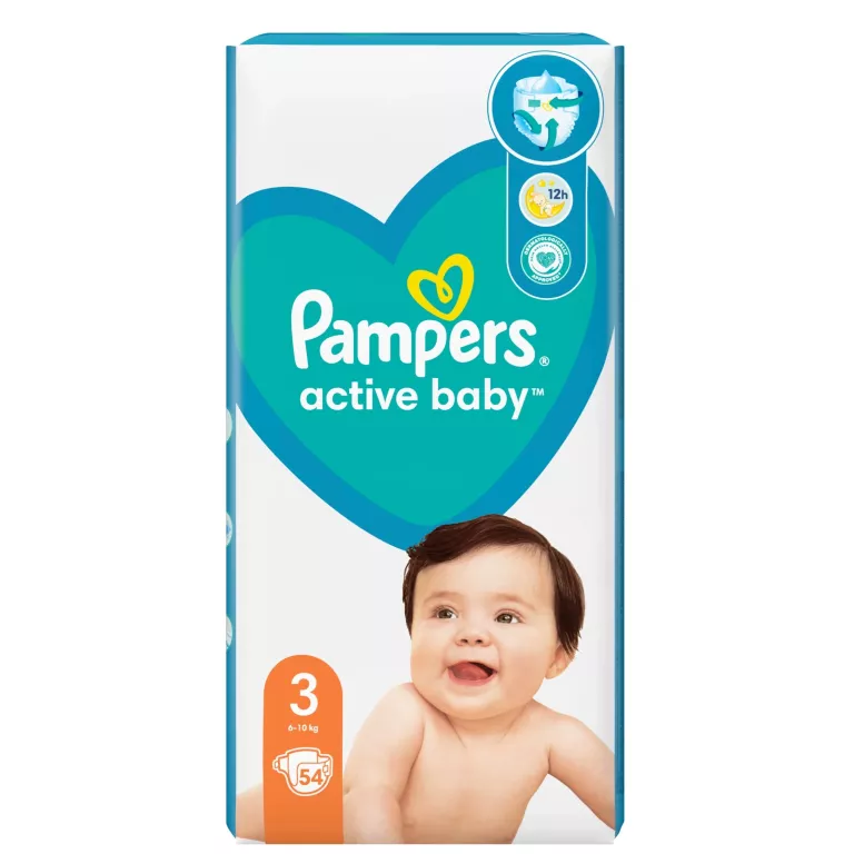 PIELUSZKI PAMPERS ACTIVE BABY ROZMIAR 3 6-10 KG 54 SZT.