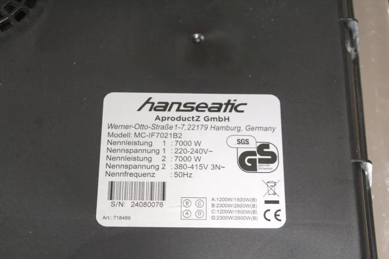 PŁYTA INDUKCYJNA HANSEATIC 718489