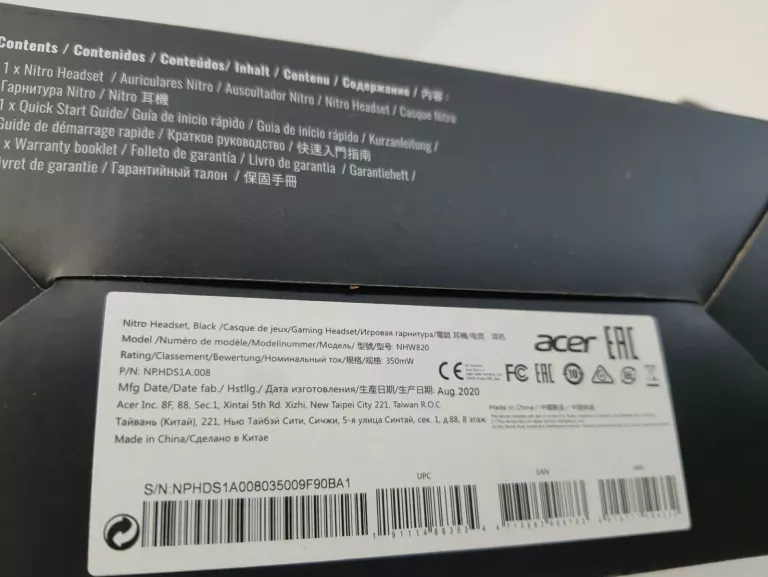 SŁUCHAWKI KOMPUTEROWE Z MIKROFONEM ACER NITRO