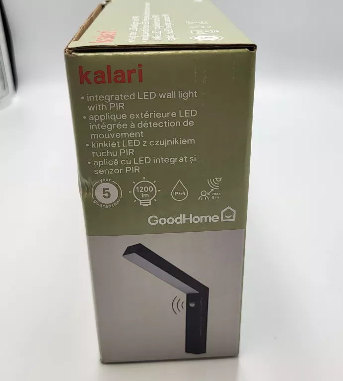 KINKIET OGRODOWY GOODHOME KALARI Z CZUJNIKIEM 1200 LM IP44 GRAFITOWY