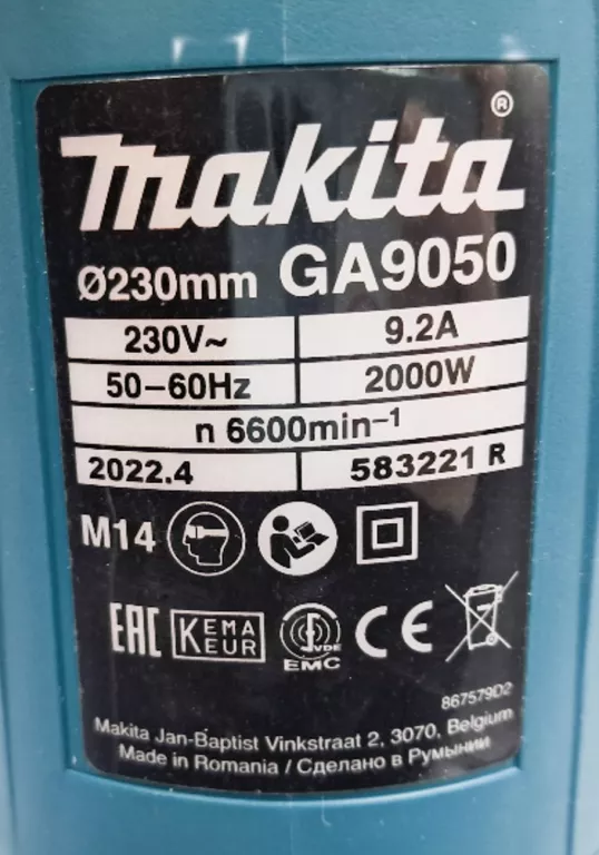 SZLIFIERKA KĄTOWA MAKITA GA9050R 2000W 230V 230MM
