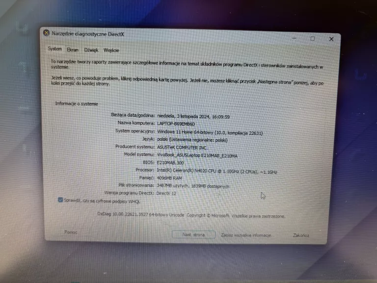 LAPTOP ASUS VIVOBOOK E210MA