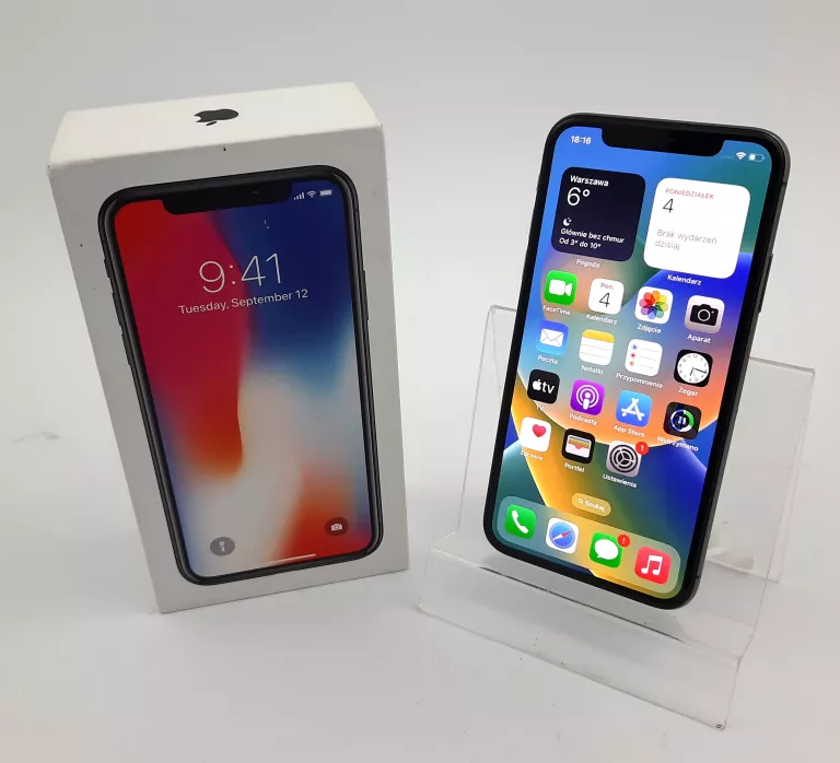 TELEFON IPHONE X A1865 (MQCK2LL/A) 64GB/BATERIA 100% (NIE Z SIECI)
