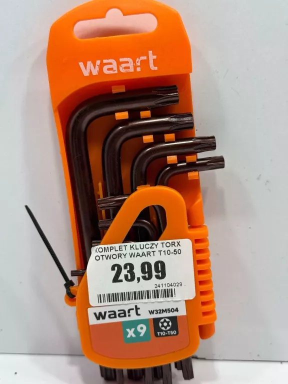 KOMPLET KLUCZY TORX OTWORY WAART T10-50 KRÓTKIE W32M504