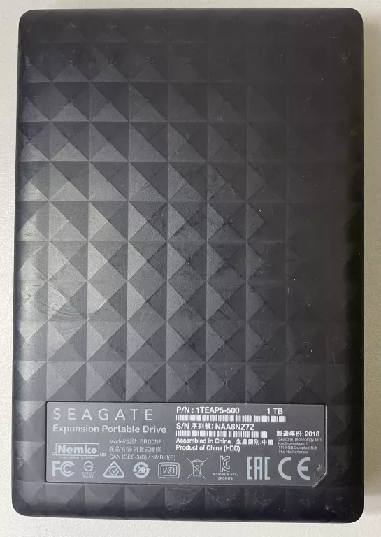 DYSK ZEWNĘTRZNY SEAGATE EXPANSION PORTABLE 1TB HDD CZARNY
