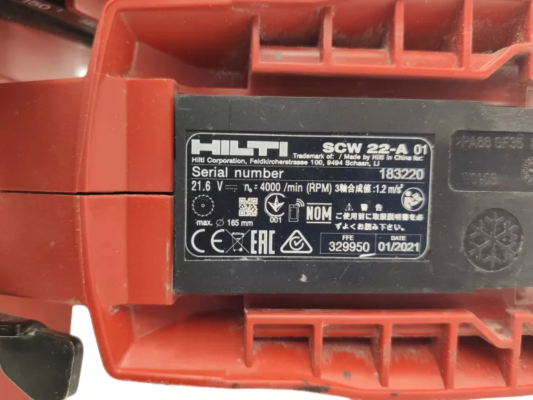 AKUMULATOROWA PILARKA TARCZOWA HILTI SCW 22-A + AKU 4,0AH