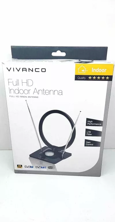 ANTENA WEWNĘTRZNA ZE WZMACNIACZEM POKOJOWA VIVANCO TVA 3050 DVB-T2 FILTR 5