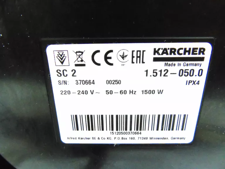 PAROWNICA KARCHER SC 2 + AKCESORIA