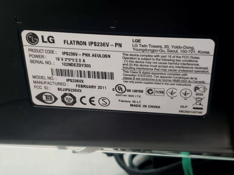 MONITOR LG FLATRON IPS236V 23'
