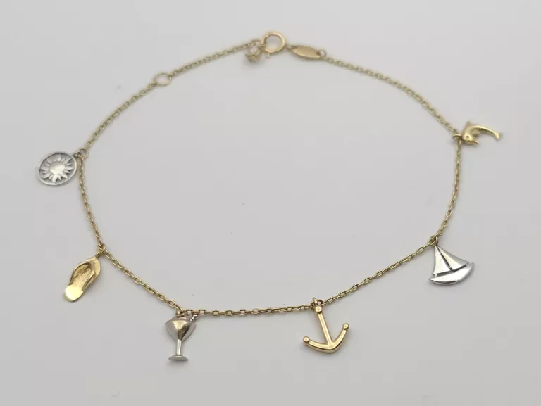 ZŁOTA BRANSOLETKA Z ZAWIESZKAMI - 585 14K 18,5-20,5CM 2,36G