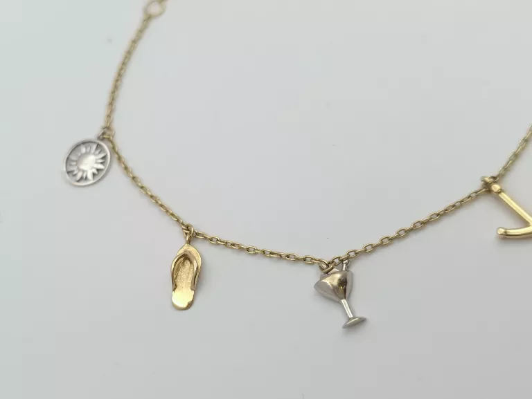 ZŁOTA BRANSOLETKA Z ZAWIESZKAMI - 585 14K 18,5-20,5CM 2,36G