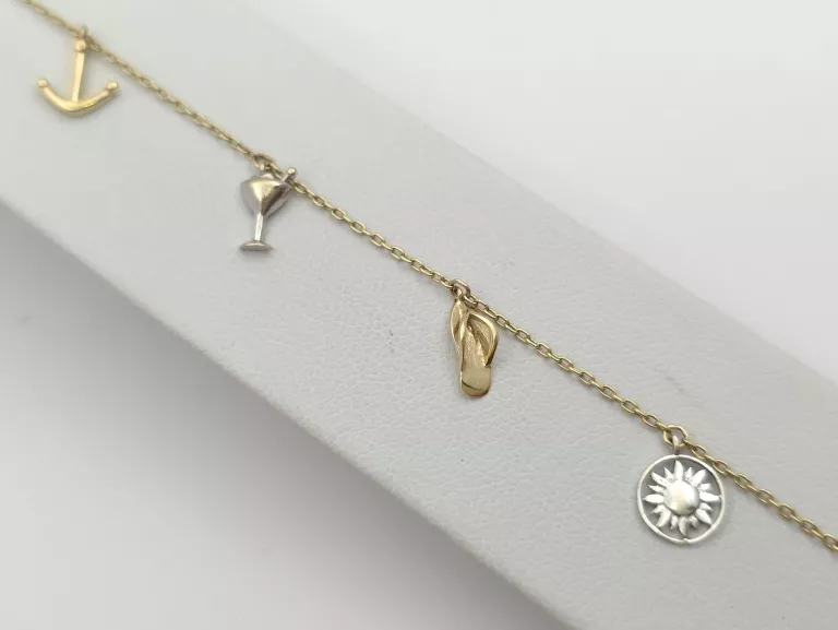 ZŁOTA BRANSOLETKA Z ZAWIESZKAMI - 585 14K 18,5-20,5CM 2,36G