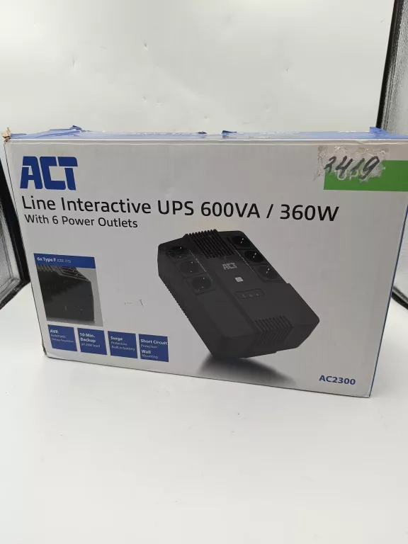 ACT BACK-UP ZASILACZ UPS LINE INTERACTIVE, AKUMULATOR 600 VA UPS POWER